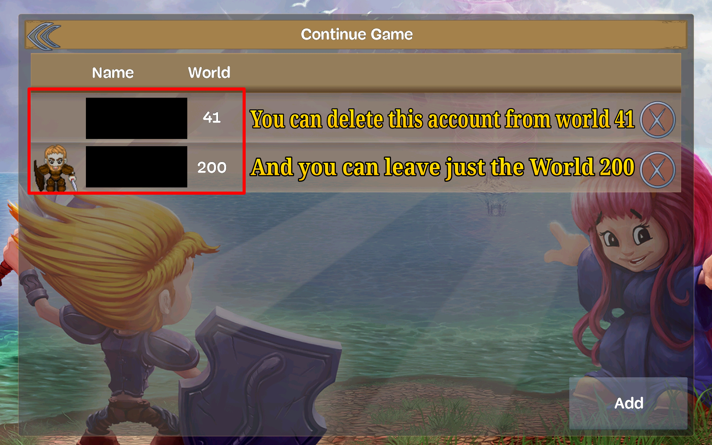 Delete the account from WORLD 41