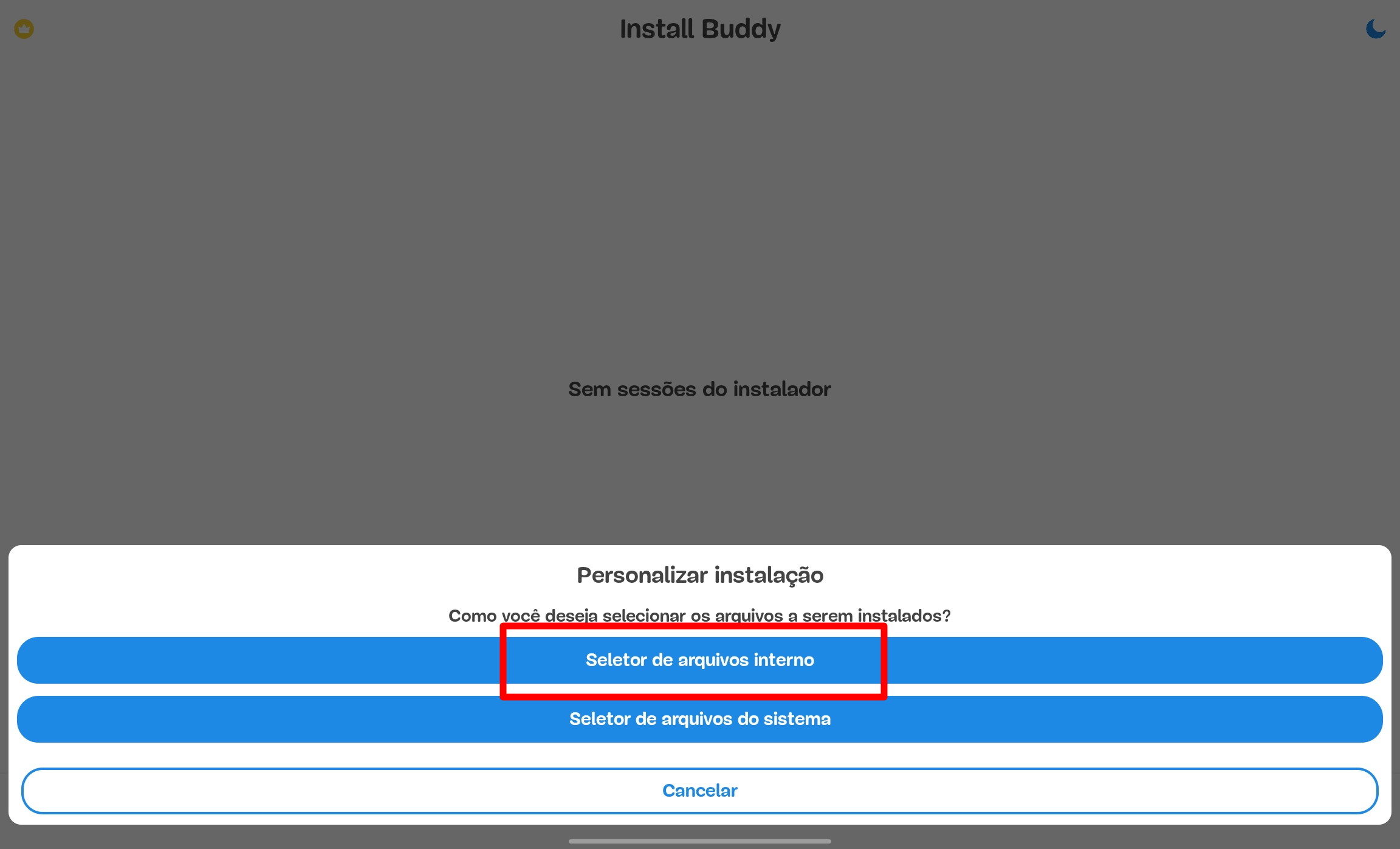 Click on Internal File Selector